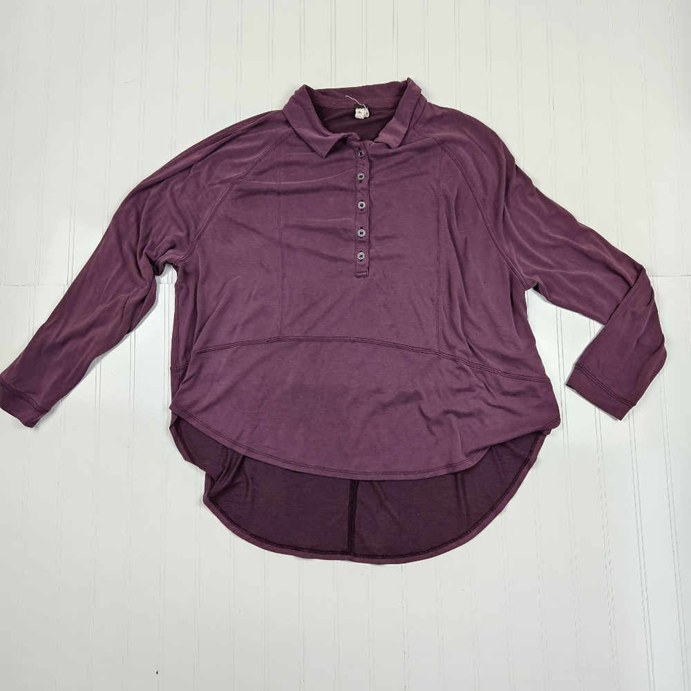 Free People Oversized Long Sleeve Henley Top